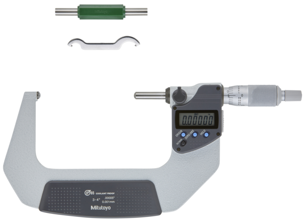 Micrómetro Digimatic para tubos  esférico  Tope /husillo pulg/mm, 3-4 pulg, IP65