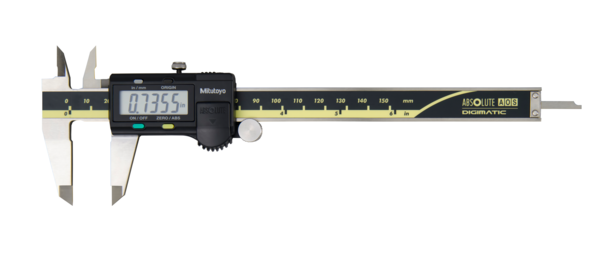 Calibrador digital ABS AOS pulg/mm, 0-6 pulg, Cuchilla,  Rodillo para pulgar, salida de datos